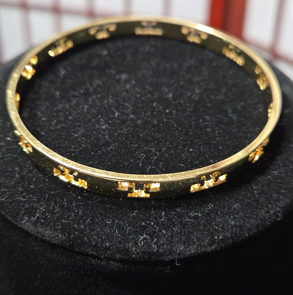Authentic Tory Burch Gold plated T Pierced Bangle